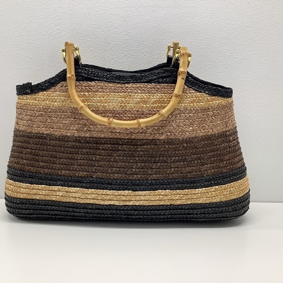ST. JOHN'S BAY Wheat Straw Brown Woven Bag (Preowned) - Picture 1 of 7